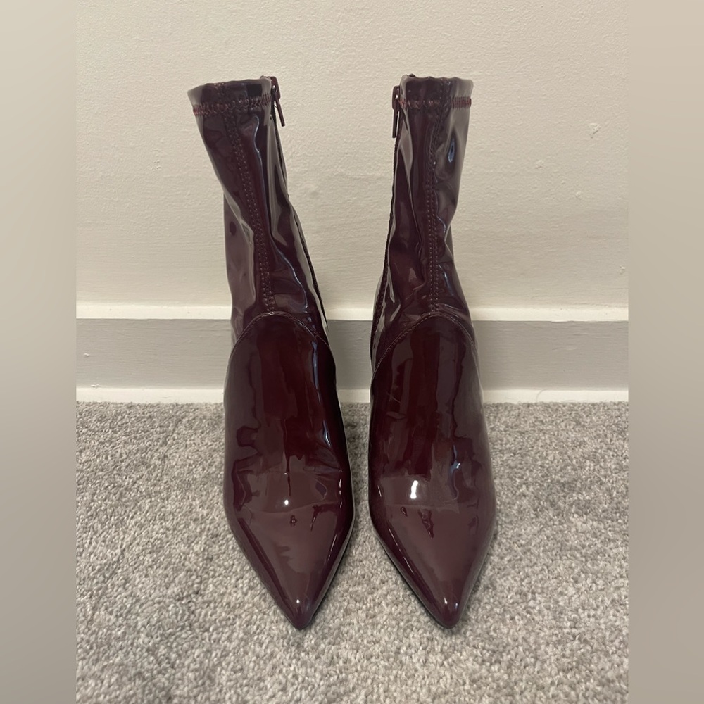 Steve Madden purple leather block heel boots size 7